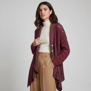 Free People Womens XS Pointelle Cable Knit Boho Cardigan CN